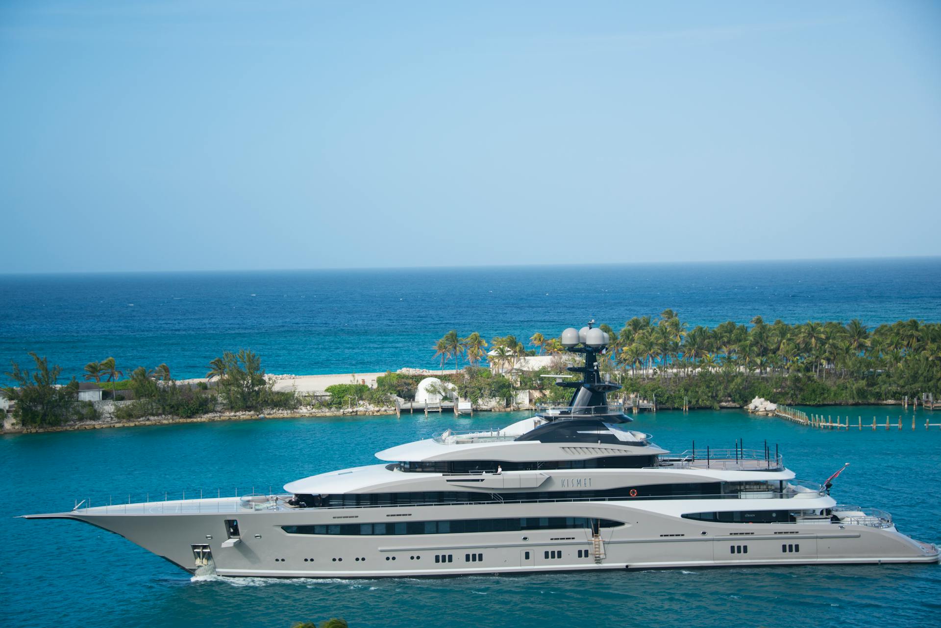 Luxury yacht on open ocean